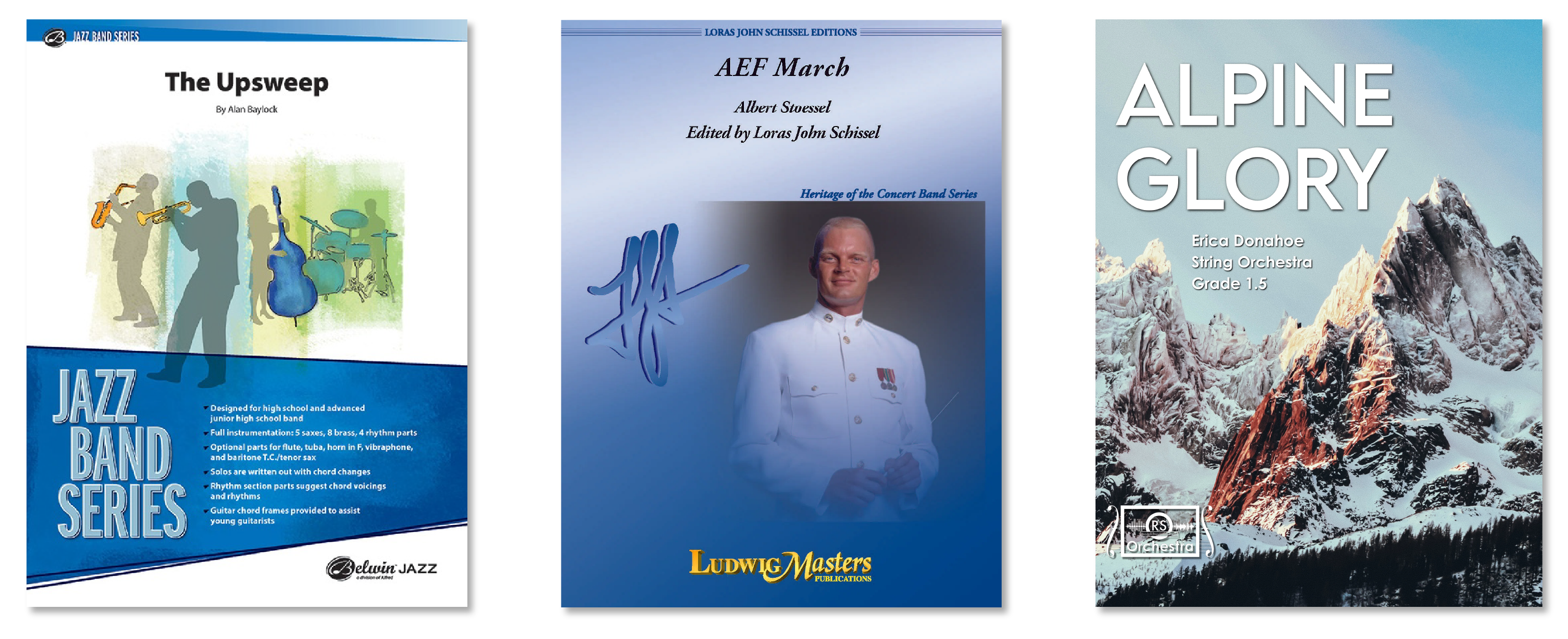 The Upsweap, AEF March, and Alpine Glory sheet music Book covers